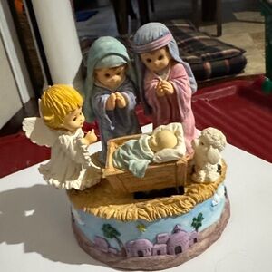 Colorful Nativity Scene Music Box Figurine